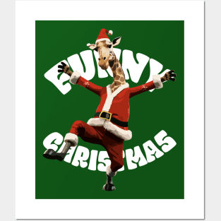 Funny Christmas, Funny Cute Giraffe Posters and Art